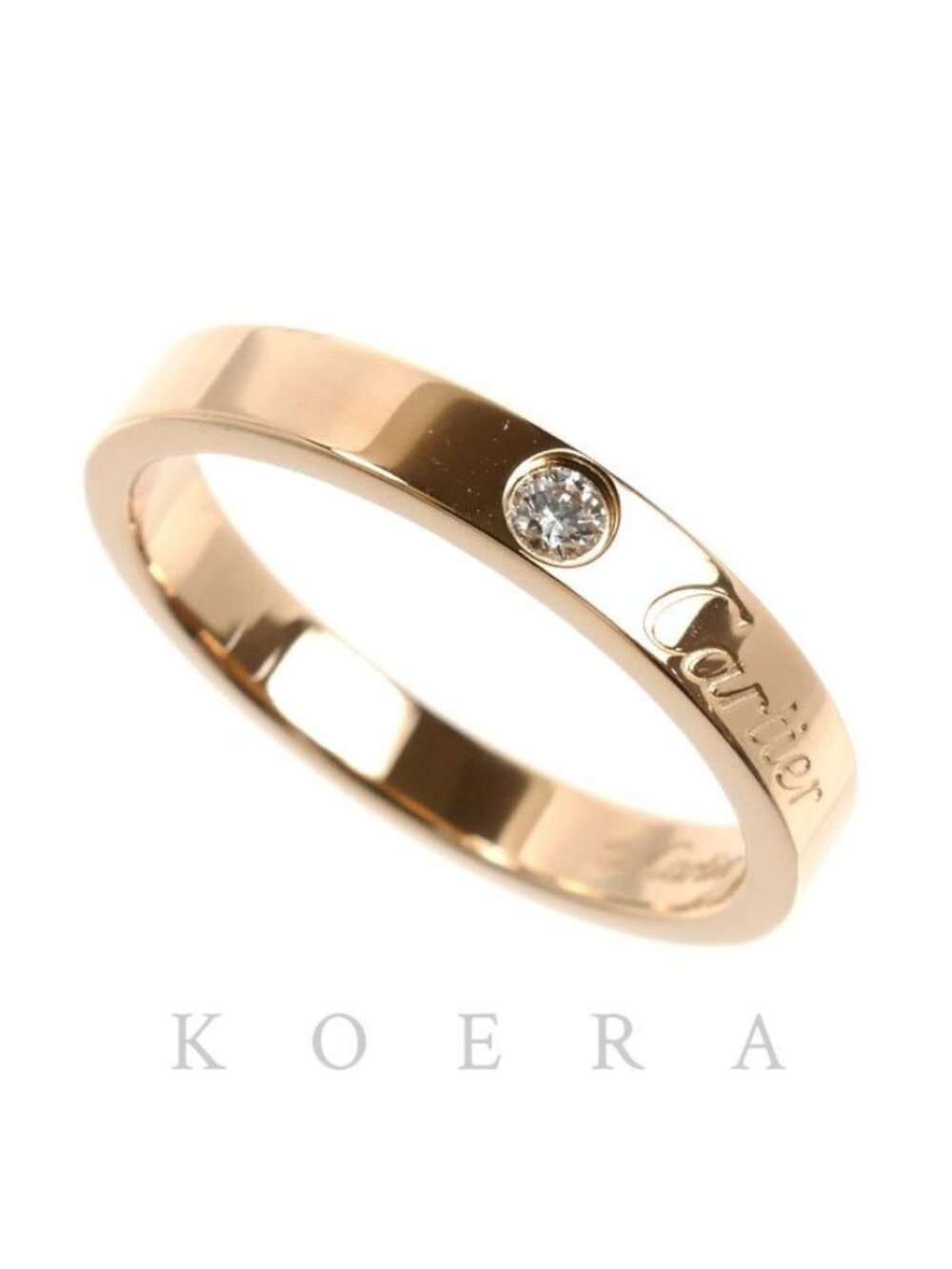Cartier 18k Pink Gold Wedding Engraved Diamond Ring